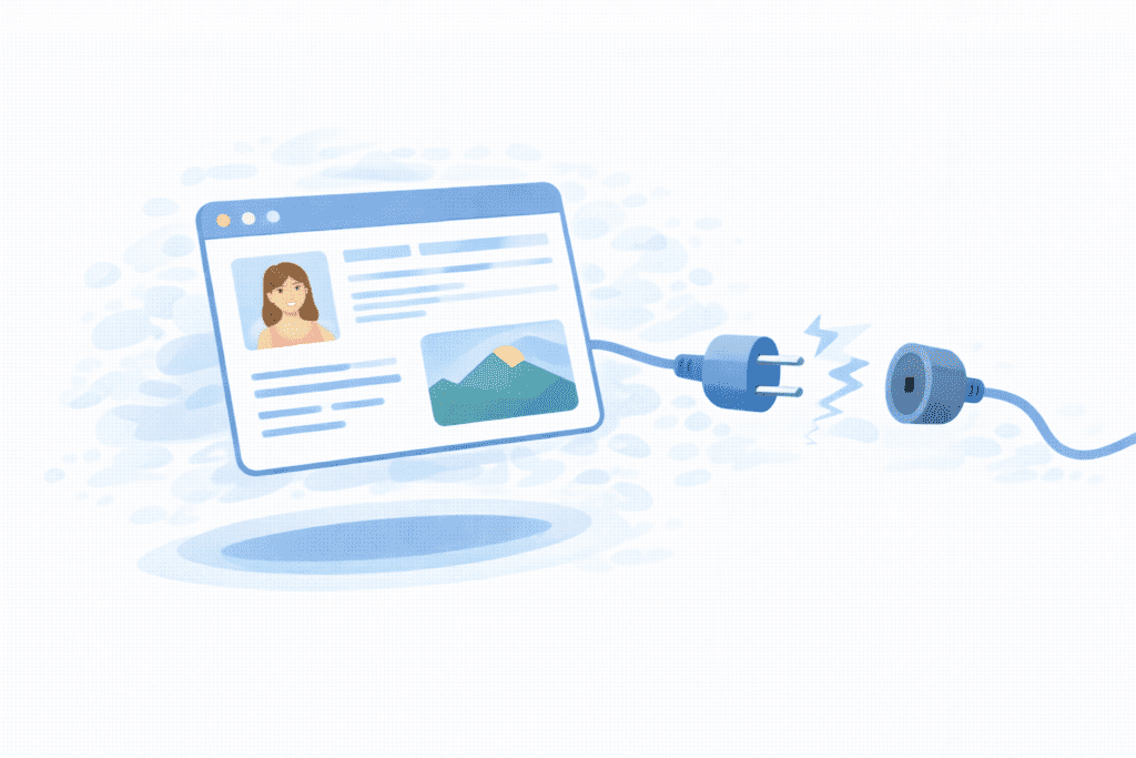 Website not working without web hosting, shown as unplugged site