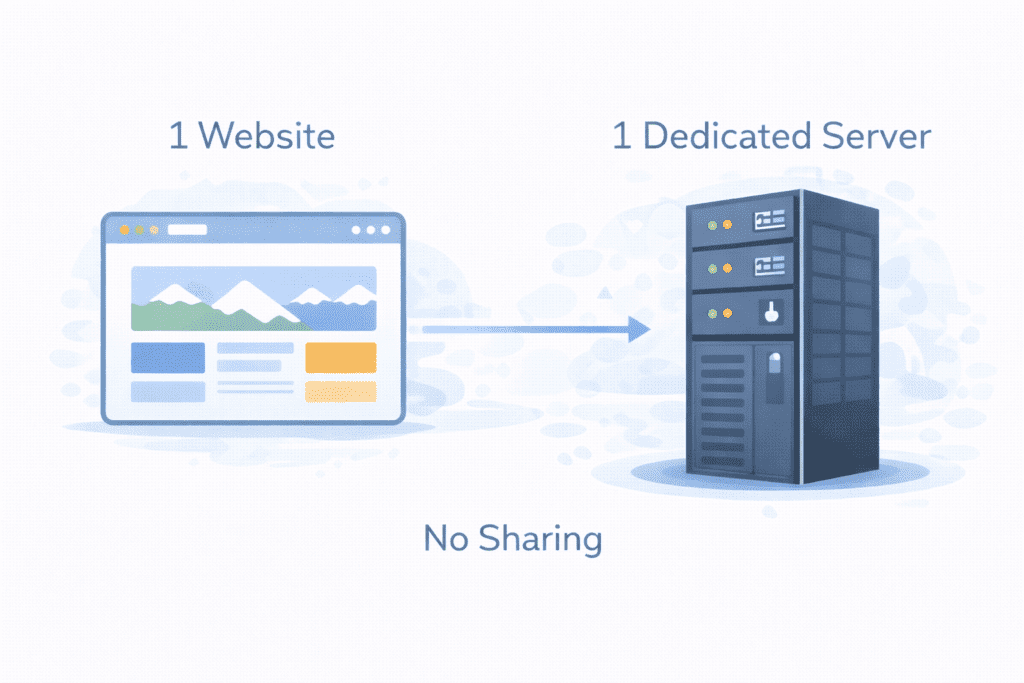 One website using one dedicated hosting server with no sharing