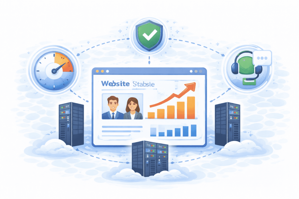 Web hosting for beginners explained with servers delivering websites to users