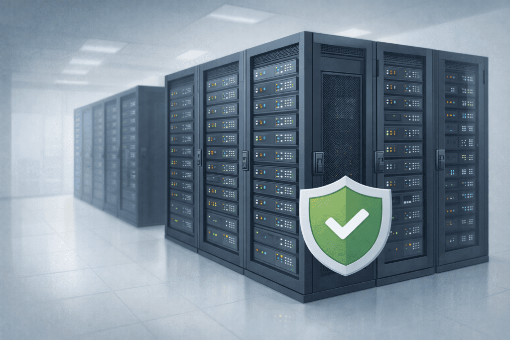 Secure web hosting servers in a data center protecting websites
