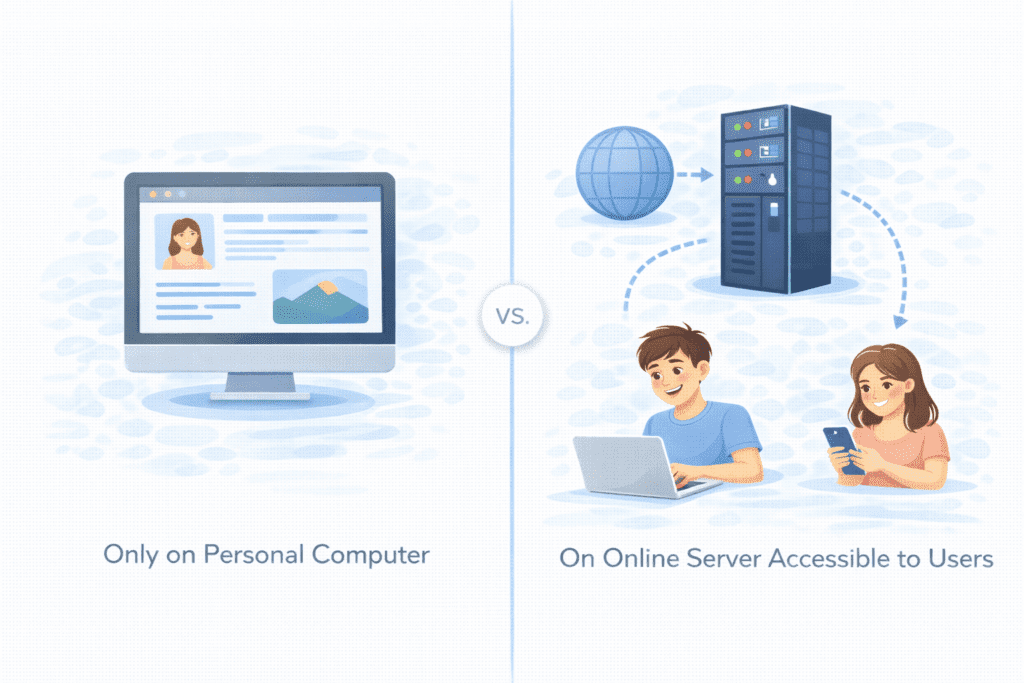 Website only on personal computer vs hosted on online server