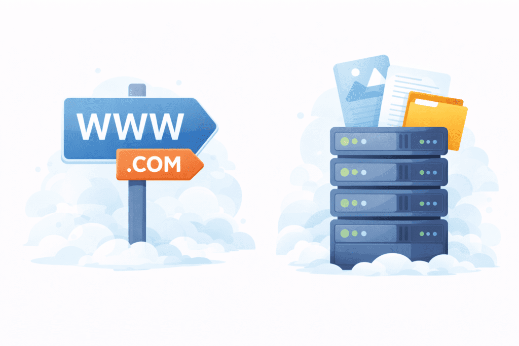 Website mistakes beginners make by confusing domain name with web hosting