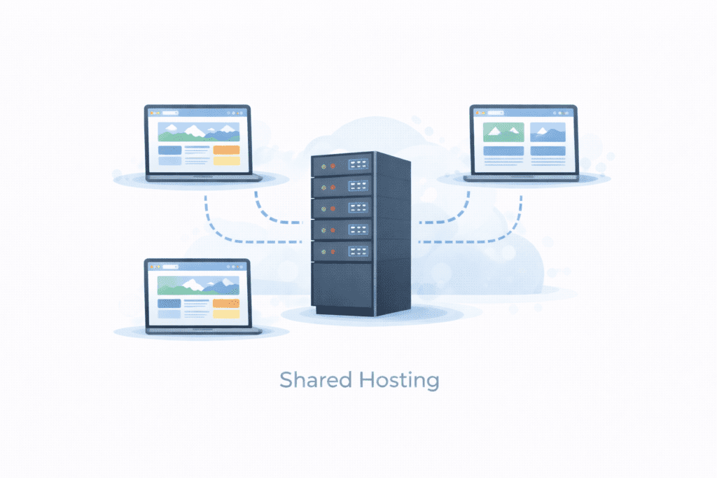 Shared hosting explained with many websites on one server