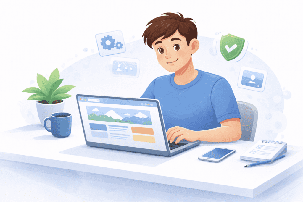 Beginner confidently using web hosting after reading hosting FAQs