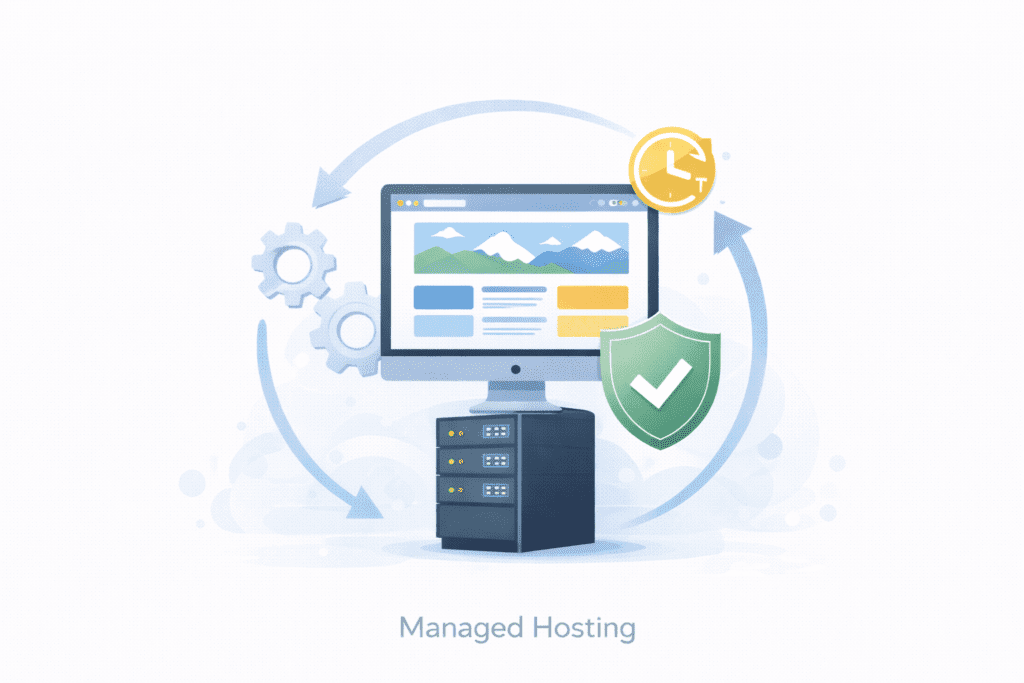 Managed hosting with security, updates, and support handled for users