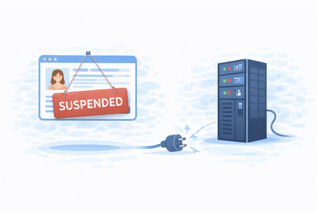 Website suspended because web hosting is not used