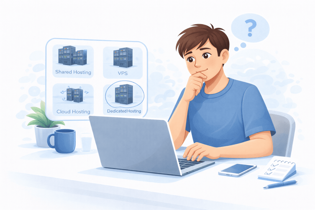Beginner choosing dedicated hosting from hosting options