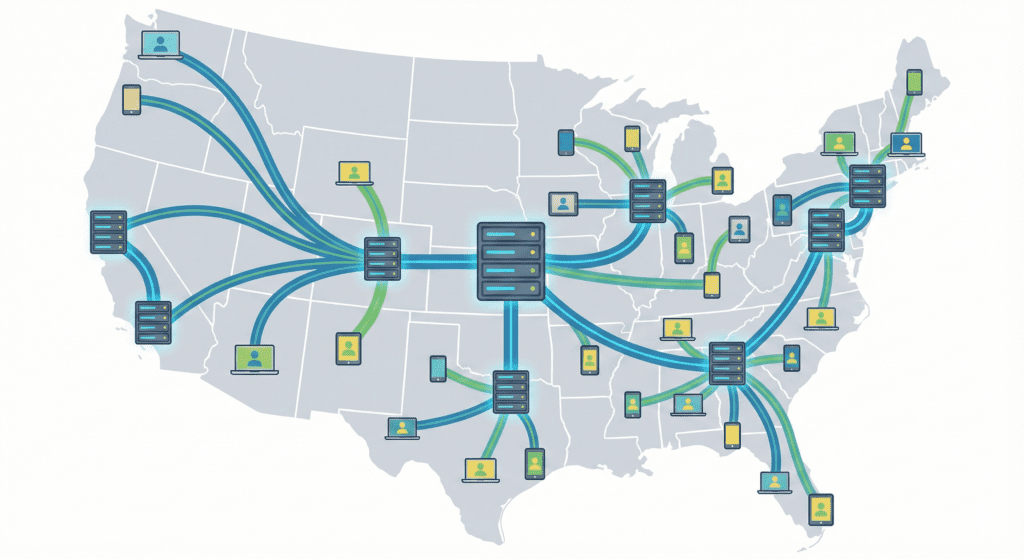 US hosting servers delivering faster website speed across the country