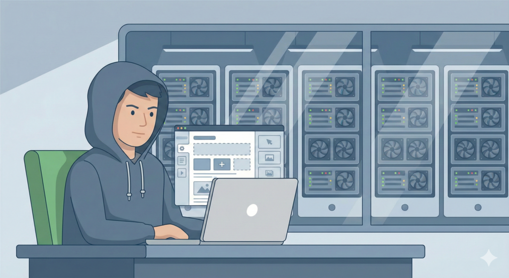 Illustration of a web hosting server environment for website performance