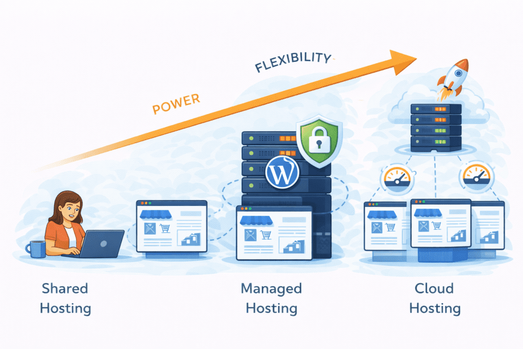 Small business website growth stages supported by better web hosting