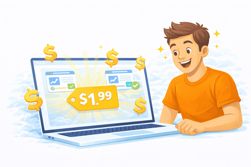 Beginner happy to find a cheap web host deal for $1.99 hosting plan