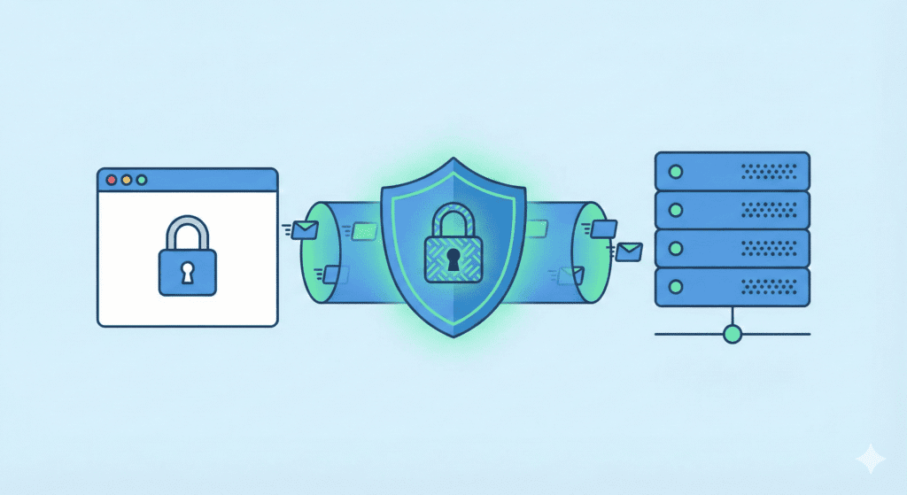 SSL encryption securing data transfer between a website and hosting server