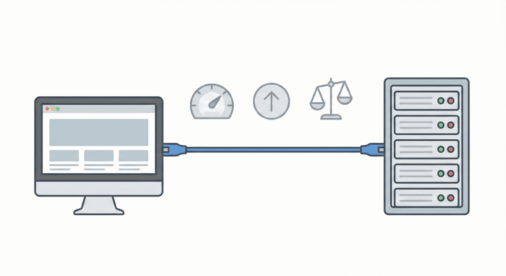 Website connecting to a hosting server showing web host impact website performance