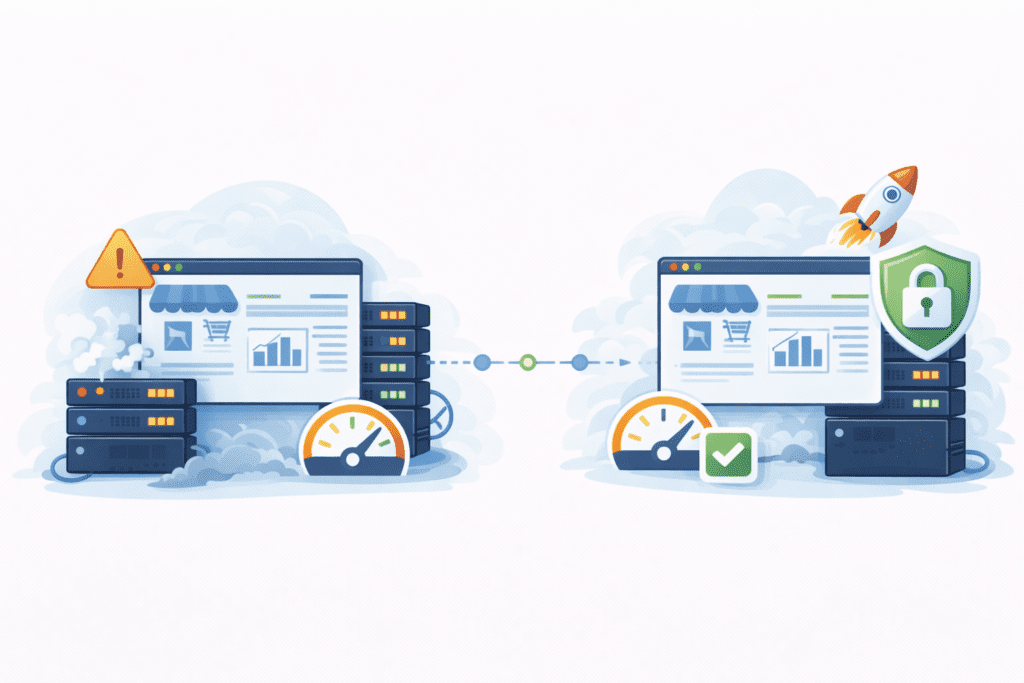 Comparison of slow web hosting versus optimized hosting for small business
