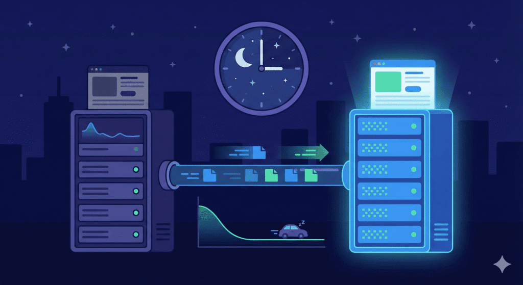 Website migration happening overnight without user impact