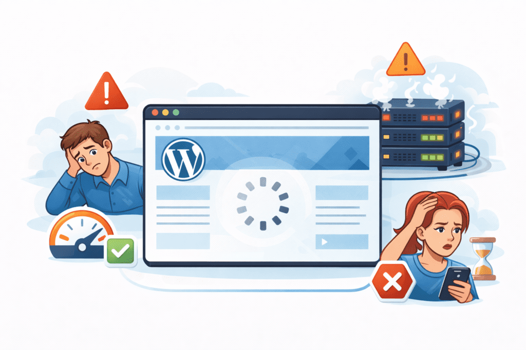 Users frustrated with slow website caused by web hosting issues