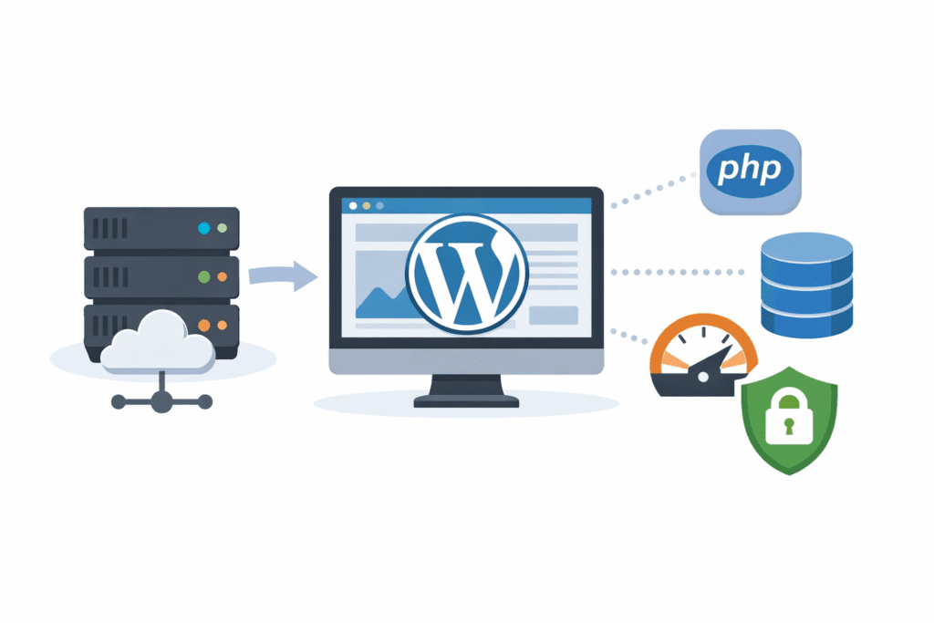 Optimized WordPress hosting with fast speed, secure database, and PHP support