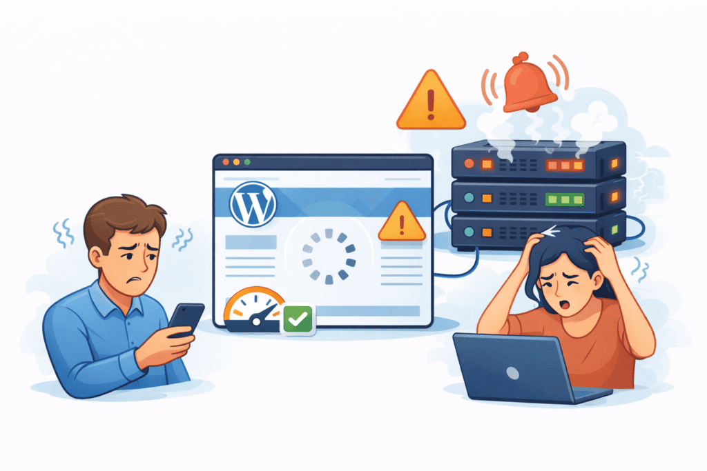 Overloaded server struggling to handle website traffic