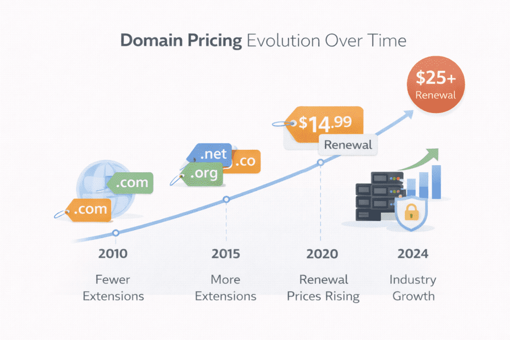 Different domain extensions with renewal prices
