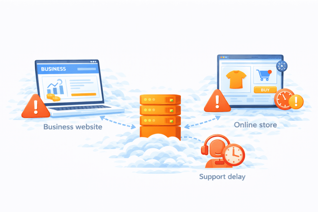 Cheap web host supporting business website and online store with server and support limits