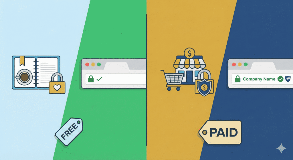 Free vs paid SSL certificates comparison for websites