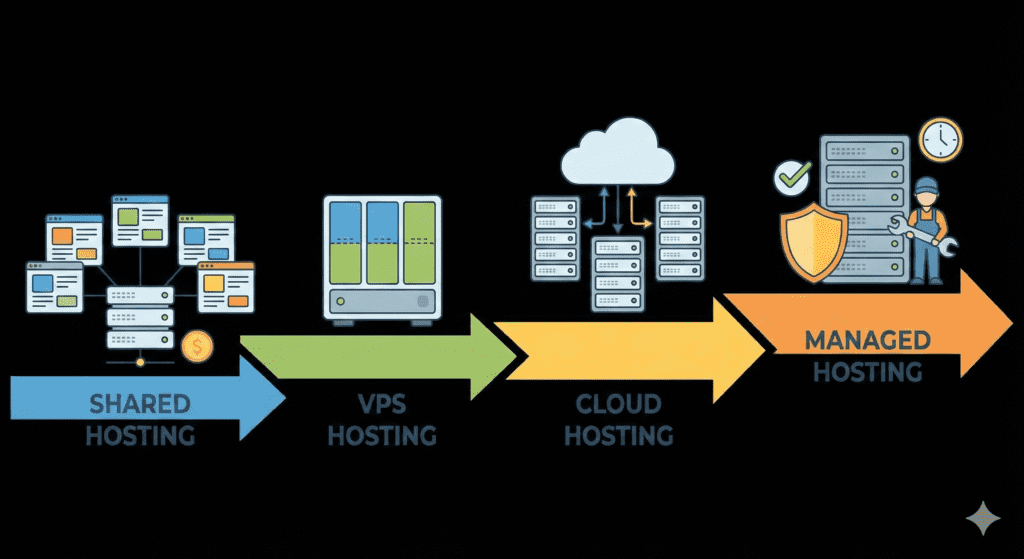 Web hosting upgrade path from shared to managed hosting