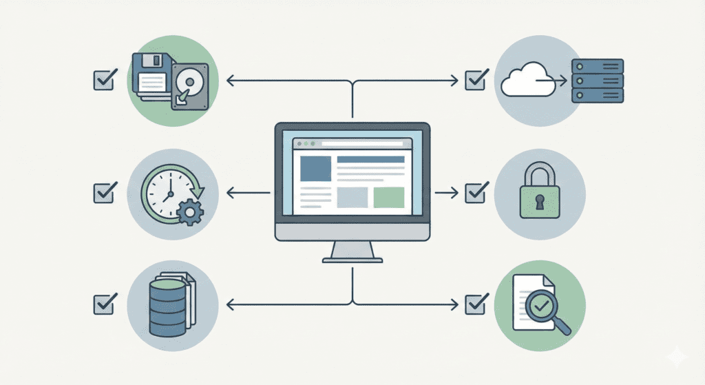Backup works in web hosting comparing local, cloud, and hosting-based backups