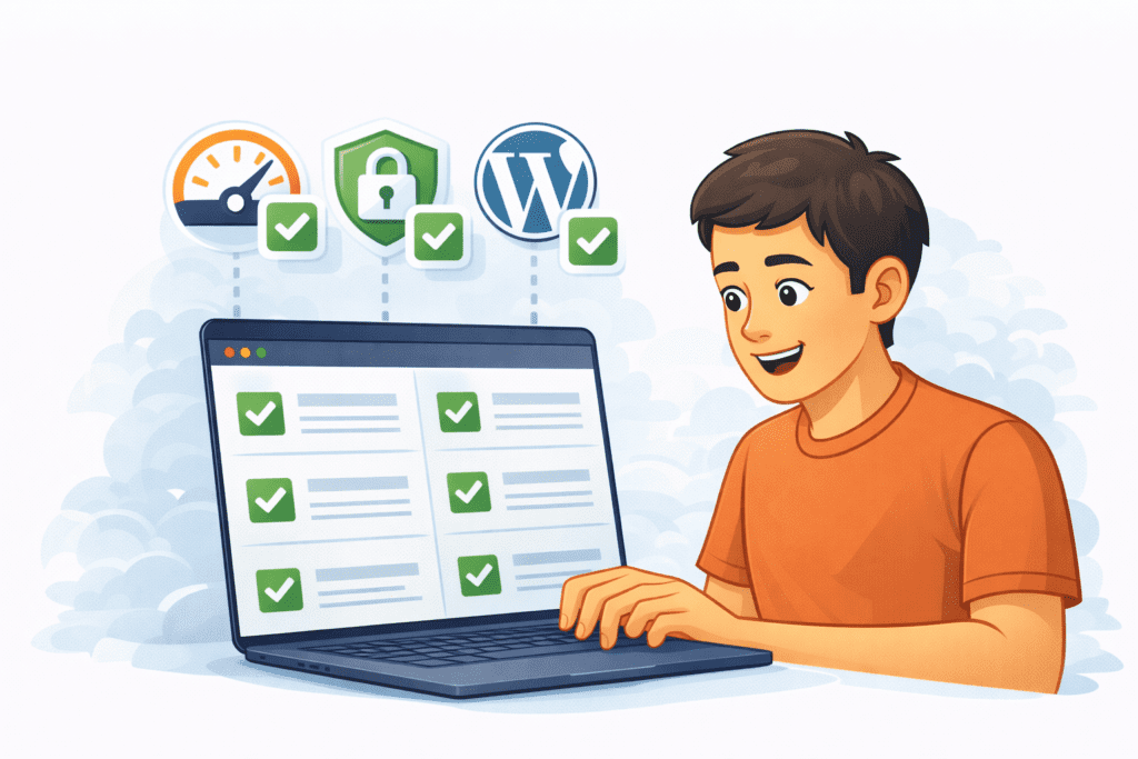 Beginner using managed WordPress hosting with all features handled