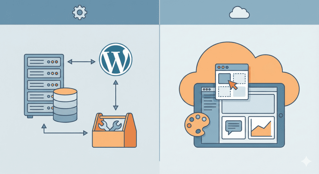 WordPress hosting compared with cloud website builder platforms