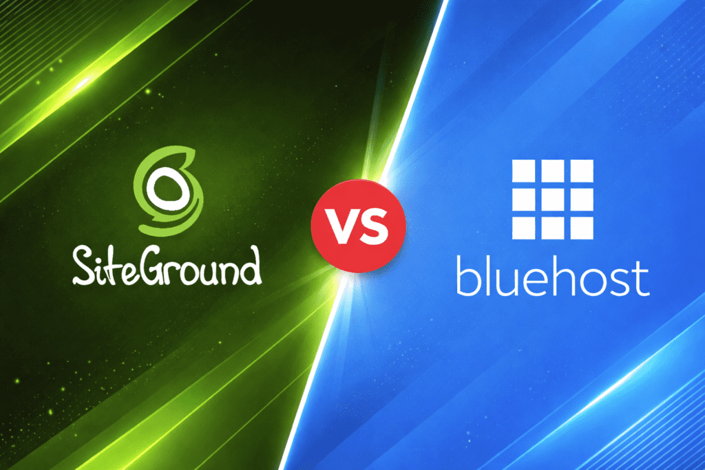 SiteGround vs Bluehost comparison banner for web hosting