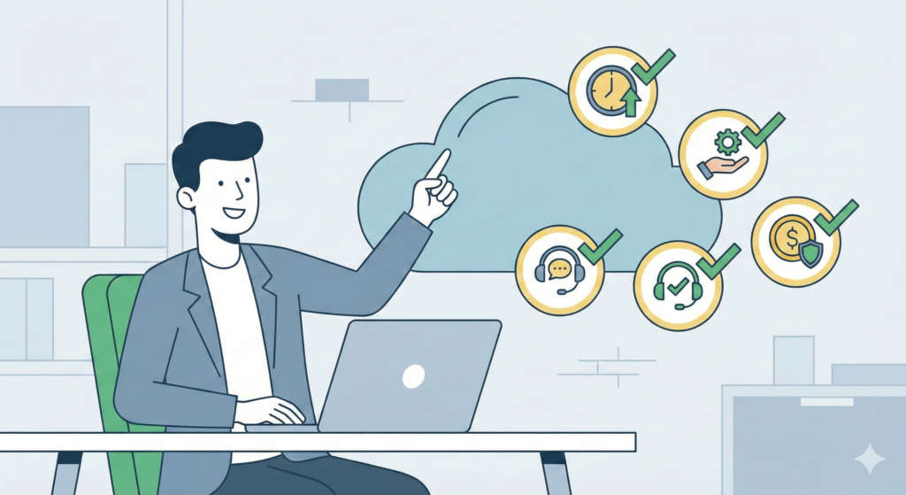 Illustration showing web hosting reliability and uptime benefits