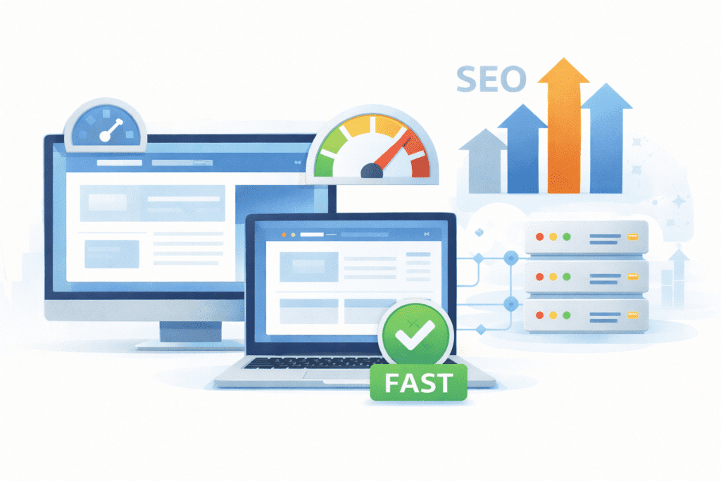 Fast web hosting improving website speed and SEO performance