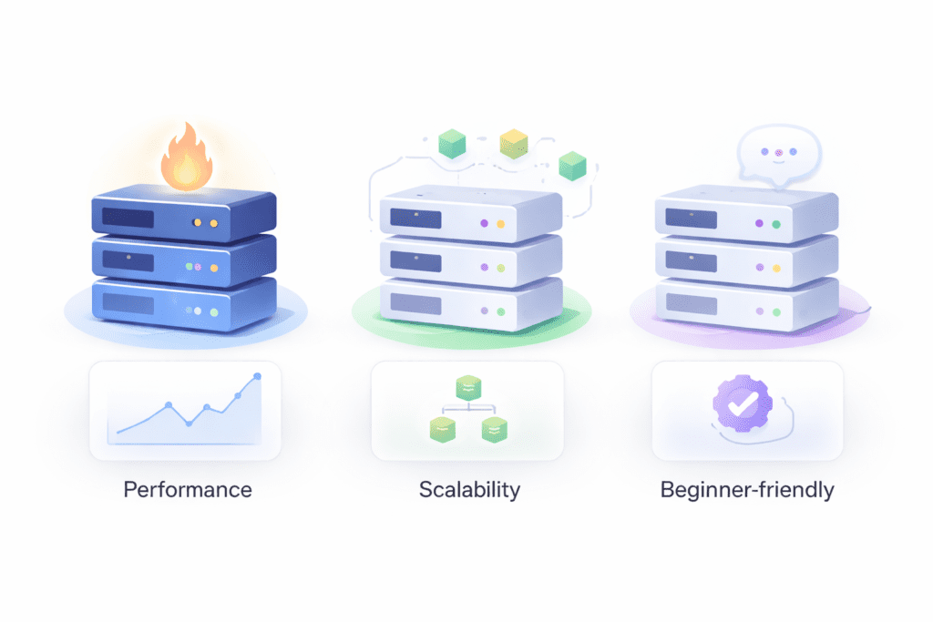 Hosting for developers highlighting performance, scalability, and beginner-friendly tools