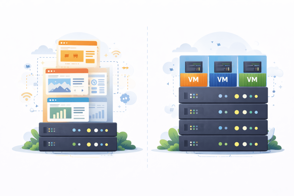 Shared hosting vs free VPS hosting virtual machine comparison