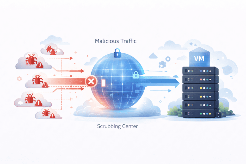 DDoS attack traffic filtered before reaching VPS server