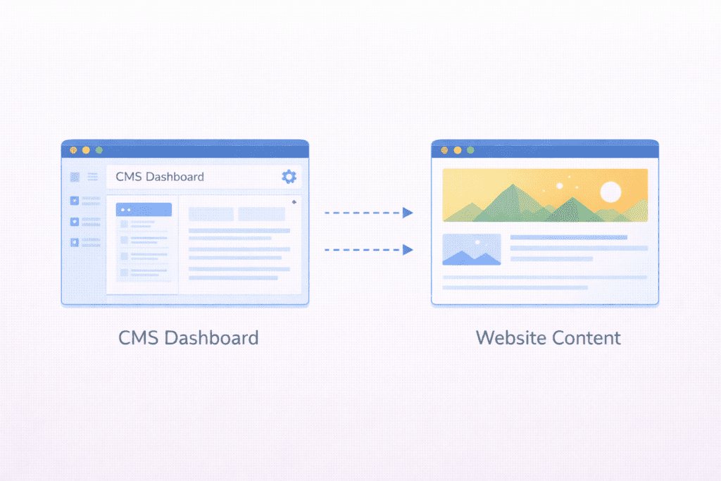 CMS dashboard turning content into a live website using a blogging platform