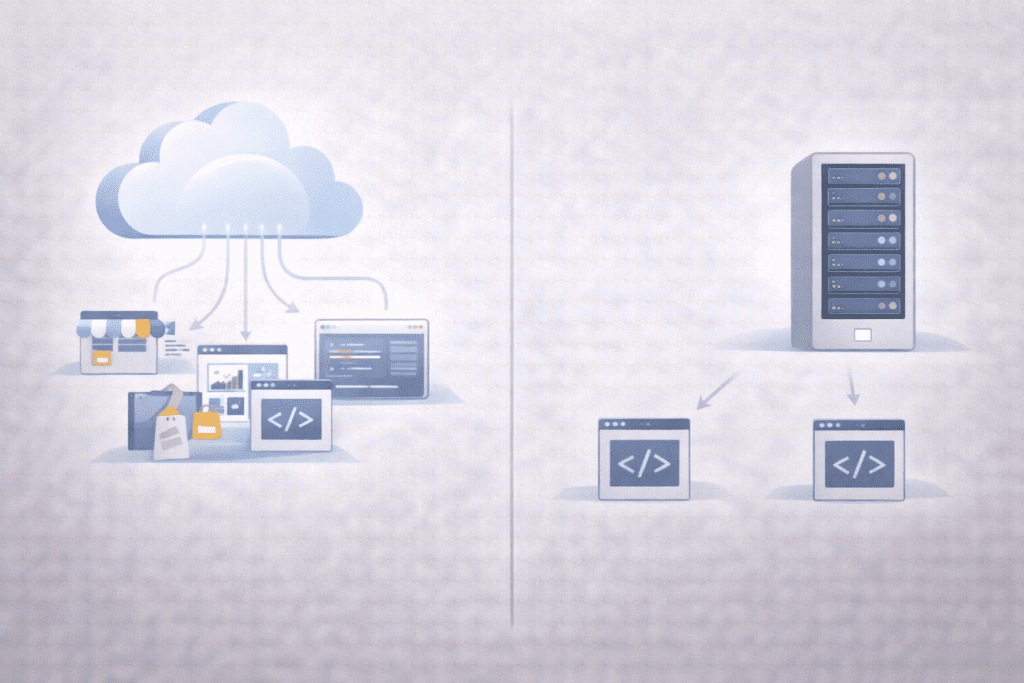 Cloud hosting supporting multiple websites compared to traditional hosting