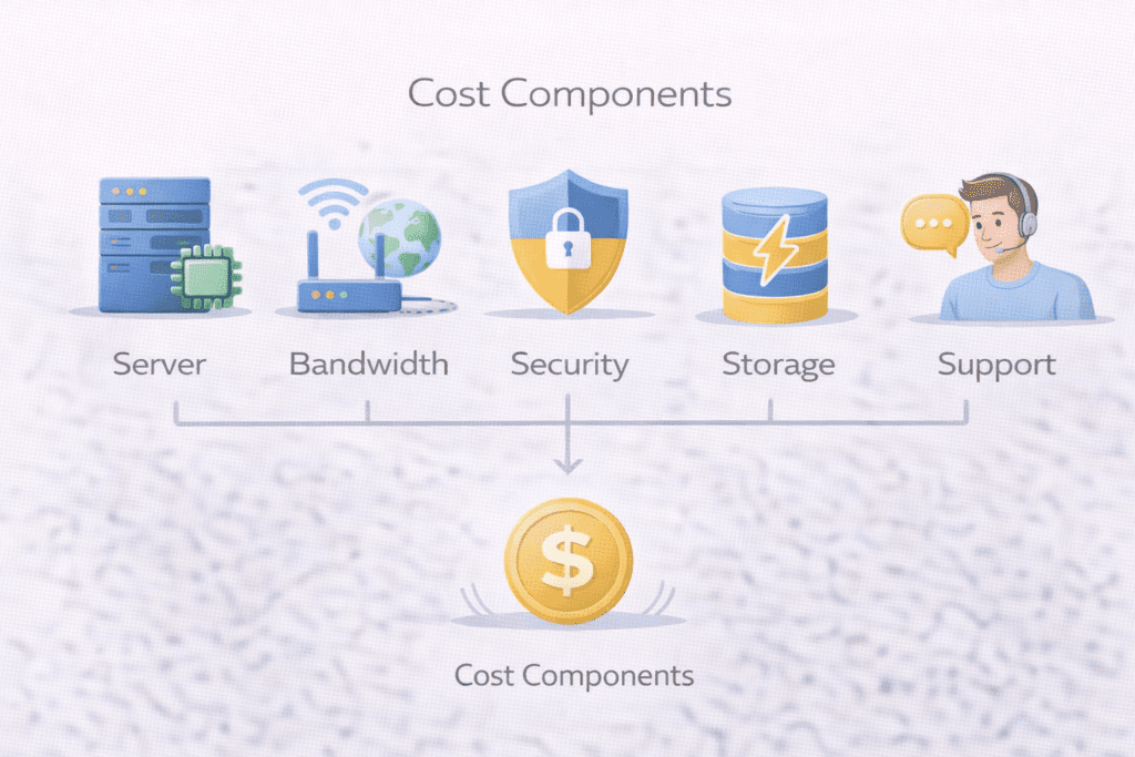 Main components that affect website hosting pricing