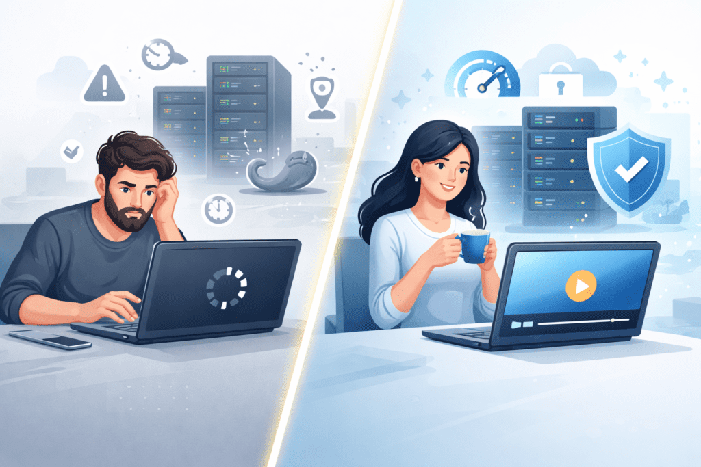 Comparison of slow hosting vs secure video web hosting services