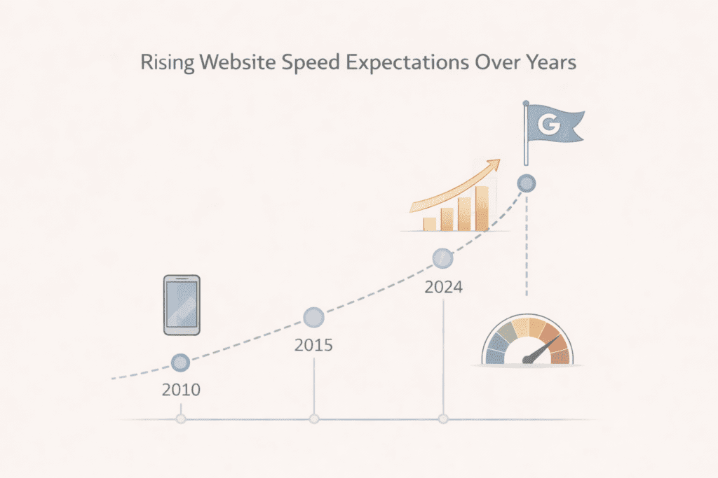 Website speed expectations increasing over time.