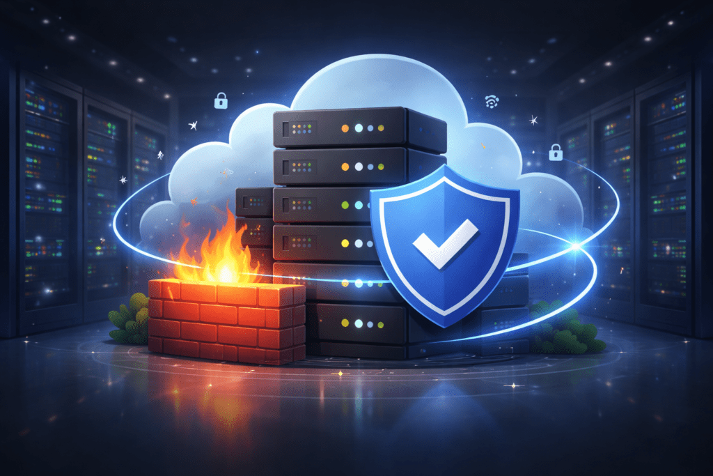 VPS server security protection with firewall and cloud shield