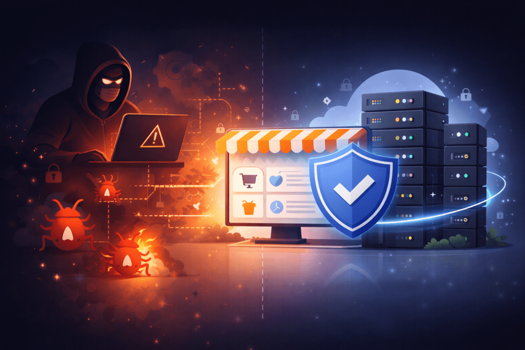 Hacker attack blocked by secure DDoS protected VPS hosting server