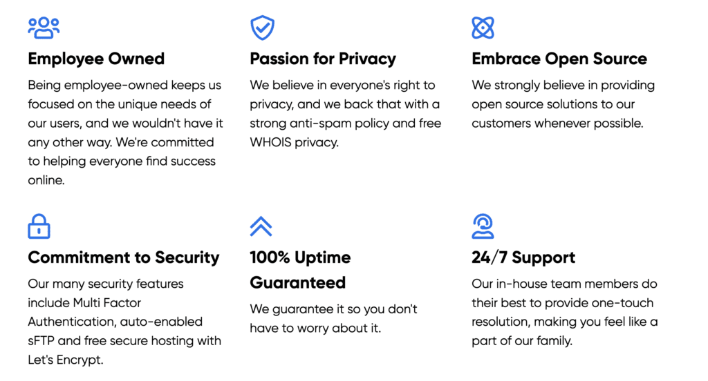 DreamHost features including security, uptime, and support