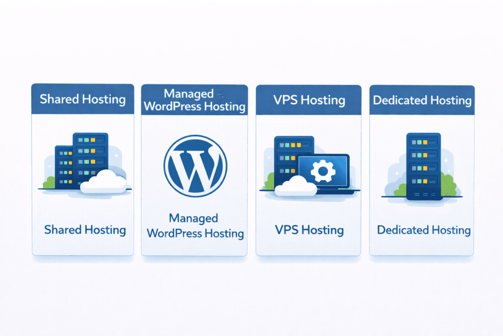 Shared, managed WordPress, VPS, and dedicated hosting plans