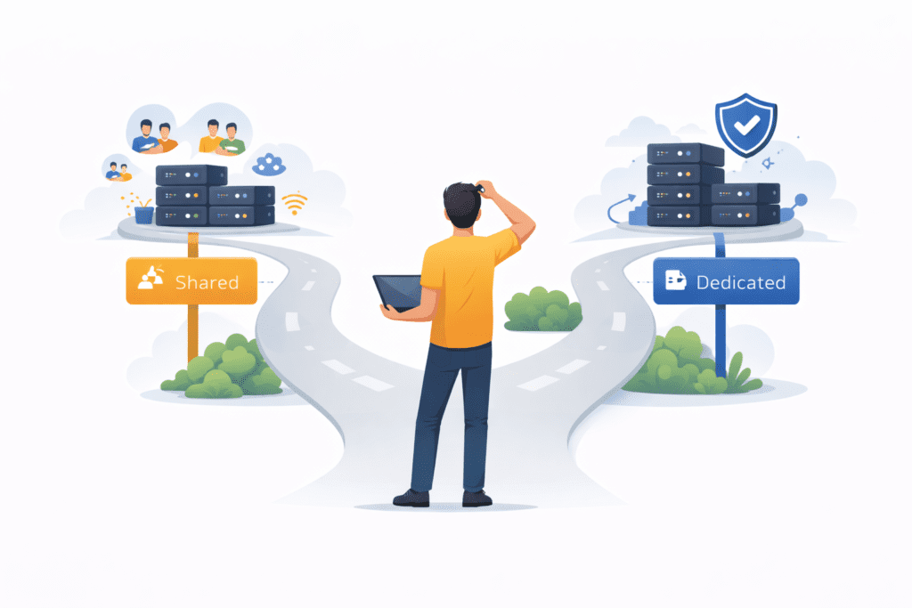 Choosing between shared hosting and dedicated hosting for a website