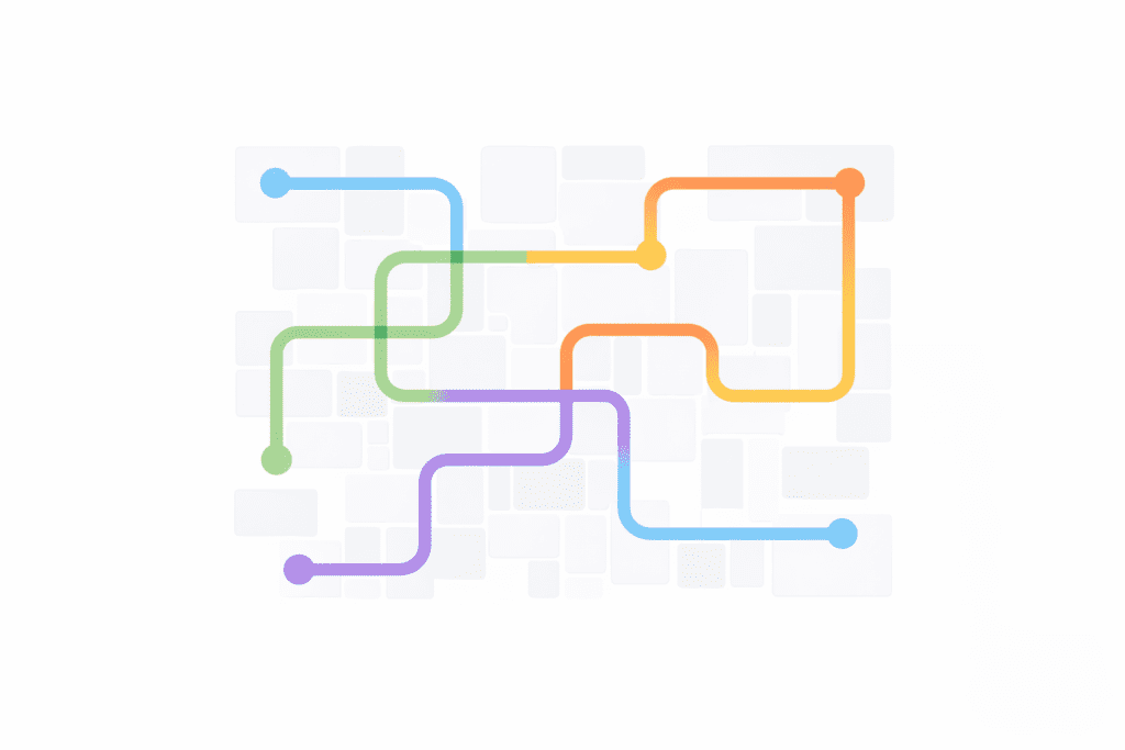 NYT Strands puzzle grid with connected colored word paths for February 22, 2026