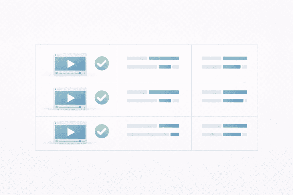 Feature comparison chart for video web hosting services