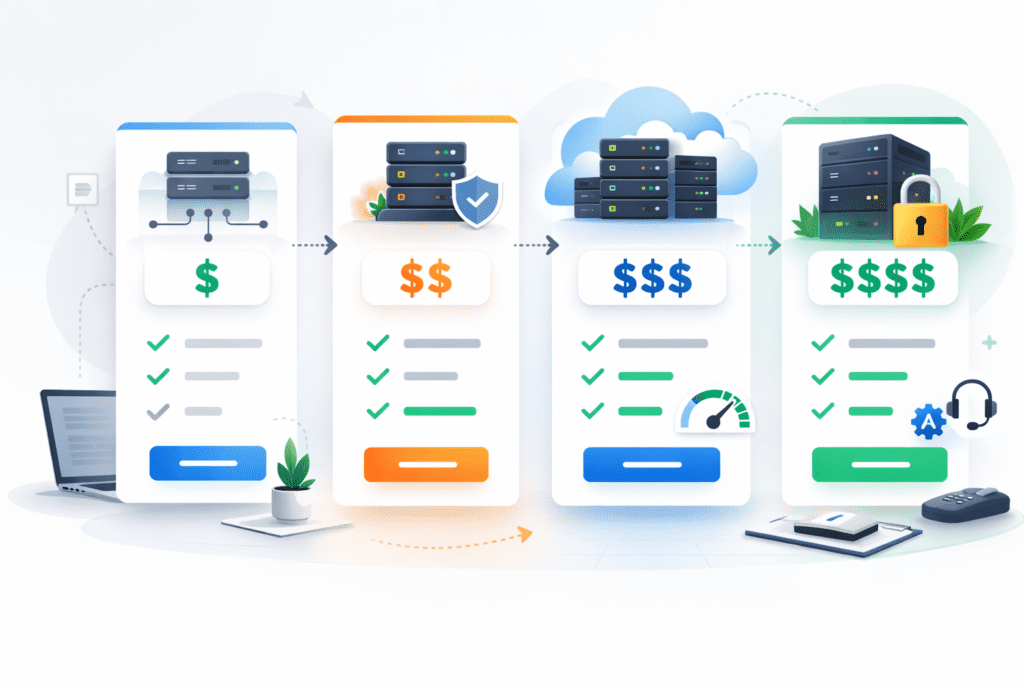 Hosting plan tiers with pricing levels during Black Friday sale