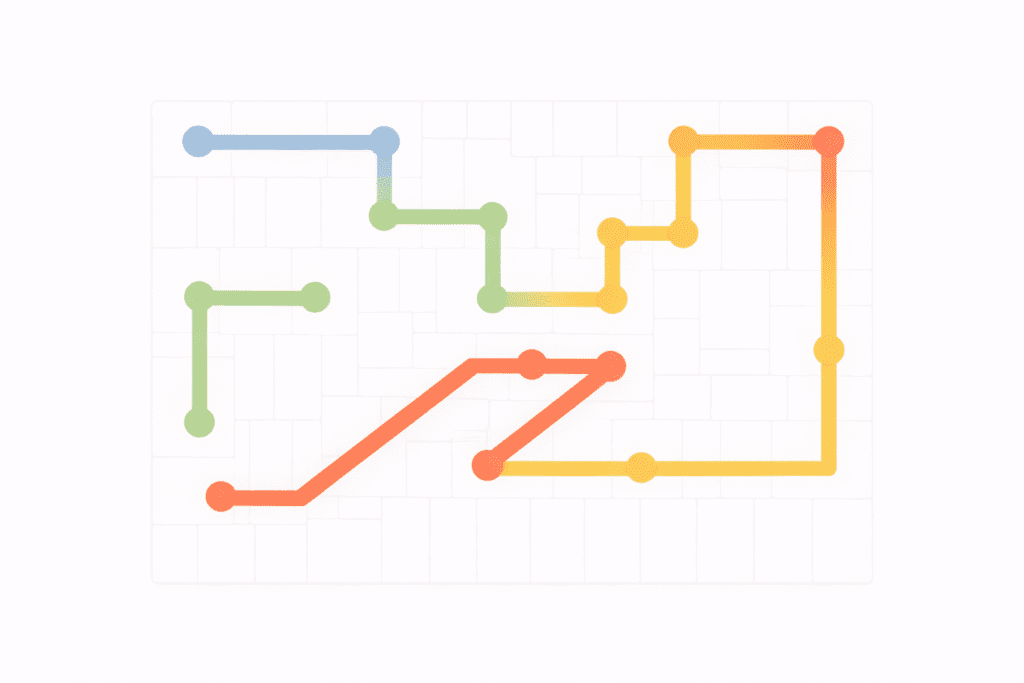 NYT Strands Hints and Answers for February 09, 2026 puzzle grid with connected colored paths