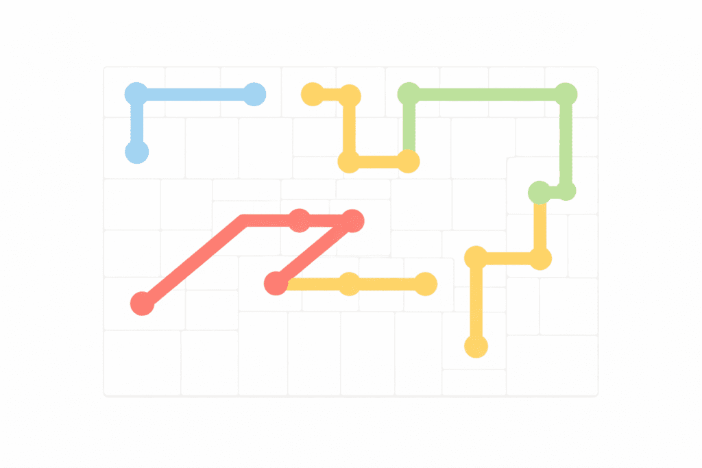 NYT Strands puzzle grid with colorful connected paths for February 02, 2026.